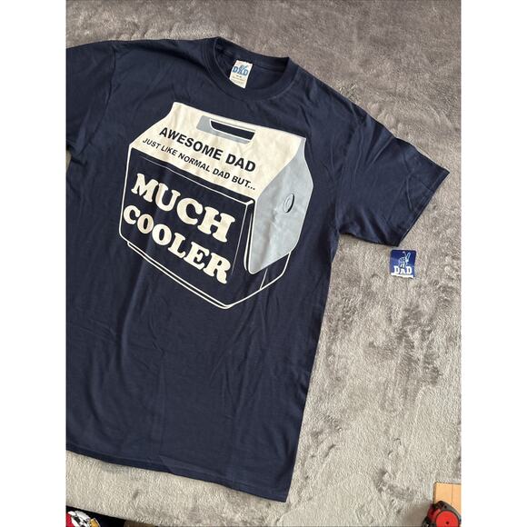 #1 Dad Awesome Dad Like Normal Dad But Cooler T-Shirt Blue Size Medium NWT - Picture 2 of 8